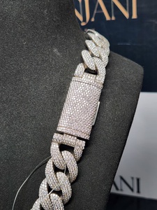 สร้อยคอเงินแท้ 925 แบบ Cuban Link ประดับเพชรโมอิสซาไนต์ สไตล์ฮิปฮอป สำหรับทั้งชายและหญิง - Product Image 4
