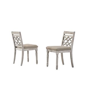 Set Havanna di 2 sedie da pranzo contemporanee in tessuto bianco sporco da 19 pollici con cuscini - Product Image 2