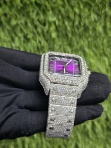 Reloj Automático de Lujo Unisex, Cuadrado, de Acero Inoxidable, con Cristal de Zafiro, Esfera de 41 mm, Bisel de Moissanita, Visualización de Fecha Analógica, Correa - Product Image 2