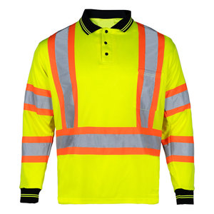 Reflective Tape Long Sleeve Polo <b>Shirt</b> High Vis Safety Workwear Roadwork & Industrial Construction Full Sleeve Polo <b>Shirts</b> - Product Image 5
