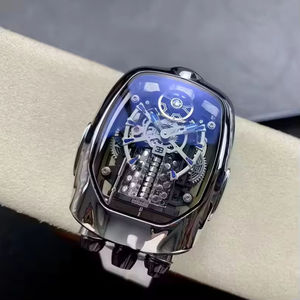 Montre intelligente Bugatti Chiron Tourbillon en acier inoxydable avec mouvement mécanique automatique et design de moteur à 16 cylindres - Product Image 3