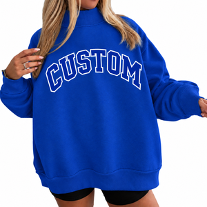 Top Selling Winter Oversized Drop Shoulder <b>Mock</b> Neck Pullover Sweatshirt Women's Polyester/Cotton Blend Material Front - Product Image 6