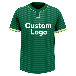 เสื้อกีฬาเบสบอลคอวีลายขวางสีเขียวมะนาวมีสองปุ่มจับคู่แขน100% โพลีเอสเตอร์ระบายอากาศ - Product Image 4