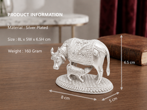 Ídolo de ternero chapado en plata 999, 8x5x6.5cm, 100% latón, Gau Mata Murti Puja, decoración para el hogar, regalo espiritual de Diwali - Product Image 3