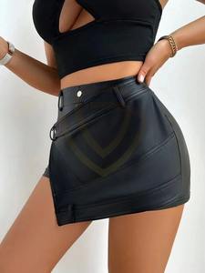 Mini-jupe en cuir décontractée pour femme, nouvelle collection, haute qualité, meilleur design, prix de gros - Product Image 3