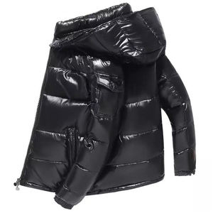 Veste d'hiver courte à capuche pour homme, noire, brillante, matelassée, épaisse, chaude, légère, en duvet, veste de mode pour l'extérieur - Product Image 2