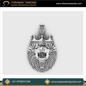 Pendentifs et breloques de joaillerie fine en argent 925 pour hommes, style Hip Hop, personnalisés, motif tête de lion glacée avec couronne, plaqué or, Moissanite VVS, pour soirée - Product Image 3
