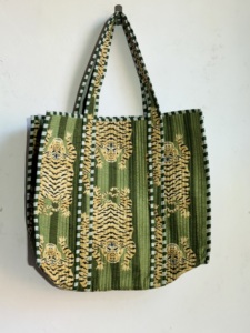 <b>Tiger</b> <b>Print</b> Canvas Tote Bag Open <b>Top</b> Shopping Bag All Seasons Use Bohemian Style Embroidered Design - Product Image 1