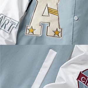 Chaqueta Varsity para Hombre con Diseño de Letras y Rayas, Bloques de Color, Estilo Rave, con Logotipo Personalizado y Talla a Medida, Chaquetas Varsity de Béisbol Universitario - Product Image 3
