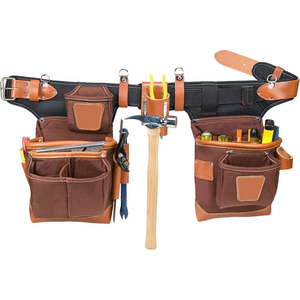 Adjustable Premium Leather Heavy Duty Detachable <b>Tool</b> Bag for Electrician Carpenter Handyman Woodworker Construction <b>Tools</b> <b>Belt</b> - Product Image 1