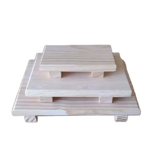 Best Seller Three Tier Square Wooden Cake Stand Natural Light Wood <b>Dessert</b> Display Tray Rustic Home Decor Item - Product Image 1