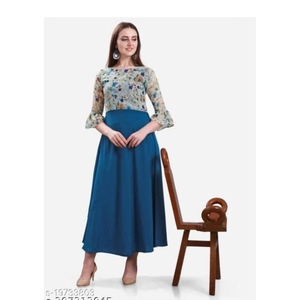 TRENDING GEORGETTE IMPRESO KURTI TEAL - Product Image 1