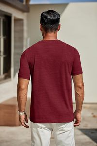 Camiseta de Cuello en V para Hombre, Venta al por Mayor, Casual, Manga Corta, Corte Ajustado, Ecológica, de Secado Rápido, Tejido de Algodón Suave y Transpirable, para Verano - Product Image 5