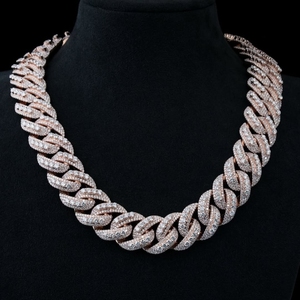 VVS Moissanite Luxury Hip Hop Cuban Link Chain Necklace S925 <b>Sterling</b> <b>Silver</b> 3 Row IGI Certified Men Women Jewelry Gift - Product Image 3