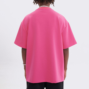 เสื้อยืดผู้ชายไซส์ใหญ่ สีชมพู ผ้าฝ้าย แขนสั้น คอกลม ทรงพอดีตัว สีพื้น - Product Image 2