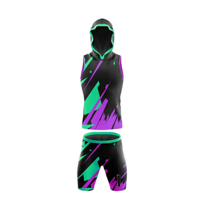 ชุดฟุตบอล 7 คน สีม่วงนีออน เสื้อฮู้ดแขนกุด ลายพิมพ์แบบซับลิเมชั่น ชุดทีมแบบกำหนดเองได้ - Product Image 2