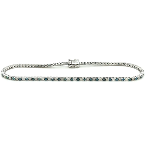 Bracelet chaîne classique en acier inoxydable plaqué rhodium avec diamants ronds taille brillant sertis en canal, bijoux unisexe - Product Image 1