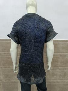 Camisa de malla metálica hecha a mano con ribete de cuero, manga corta, armadura de acero dulce para recreación histórica de caballero, unisex, para adultos - Product Image 5