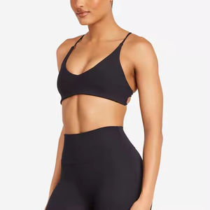 Sujetador deportivo con tiras y espalda descubierta para mujer, top corto con cuello redondo para yoga, fitness, gimnasio, ropa deportiva, sujetador con logo personalizado - Product Image 2