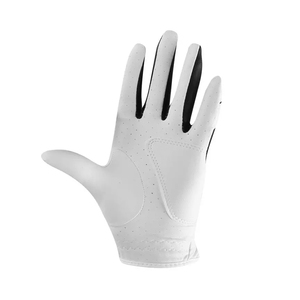 Guantes de Golf de Rendimiento Híbrido |   Palma de cuero genuino blanco con expansión de nudillos elásticos negros |   Ropa de Golf Transpirable y de Ajuste Suave - Product Image 2