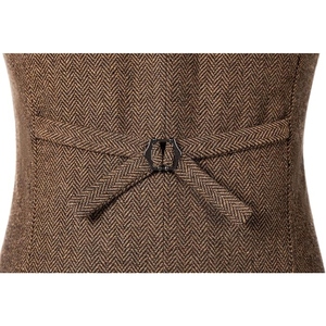 Custom Men's Double Breasted Tweed Vest Premium Herringbone Waistcoat Formal Business Wedding Classic Tailored Suit Vest - Product Image 4