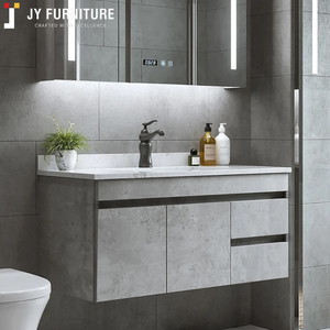 Meuble sur mesure JY Project, commode moderne en panneaux de particules RTA, standard américain, petite vanité de salle de bain tendance avec lavabo éclairé - Product Image 6