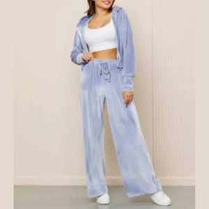 Custom Body Velvet Jogging Tracksuit Y2K Womens Clothing Embroidery <b>Patch</b> Logo Velour <b>Jacket</b> and Tall Girl Pants Two Piece Sets - Product Image 1