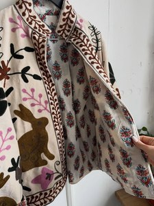 Bohemian Style Velvet Suzani <b>Jacket</b> with Colorful Artisan Embroidery and Luxe Finish - Product Image 5