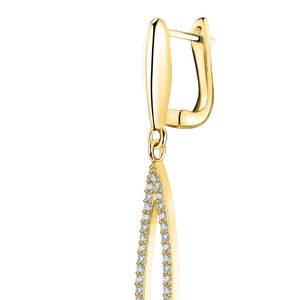Boucles d'oreilles pendantes en cristal doré avec motif de lierre découpé, longues ovales et breloque feuille ronde, bijoux élégants pour femme, cadeau de fête - Product Image 2