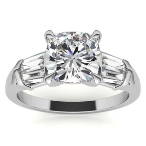 Cushion Cut <b>Solitaire</b> Moissanite <b>Ring</b> 925 Sterling <b>Silver</b> White Gold Plated Certified Luxury Classic Engagement Wedding Promise - Product Image 1