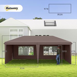 Tenda a baldacchino pop-up in tessuto Oxford 20x10 piedi con 4 pareti laterali rimovibili, per matrimoni, eventi, patio, giardino, con borsa per il trasporto - Product Image 3