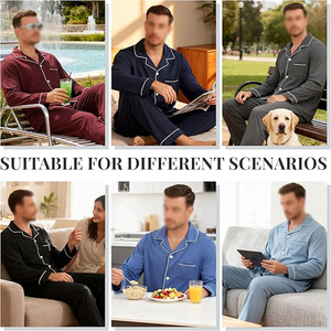 <b>Men</b> Night Suit Short Sleeve Round Neck Shorts <b>Set</b> Soft Cotton Breathable Summer <b>Pajamas</b> Lounge Wear - Product Image 4