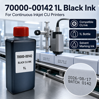 Encre noire 1L compatible pour imprimante CIJ, qualité supérieure, solution de marquage industrielle, référence 70000-00142
