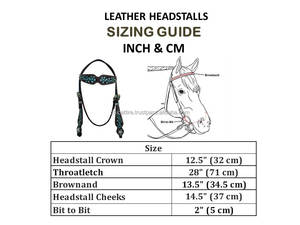 Bride occidentale de serre-tête de cheval en cuir taillé à la main avec des accents de cristal turquoise pour Rodeo Trail & Barrel Racing Tack - Product Image 2