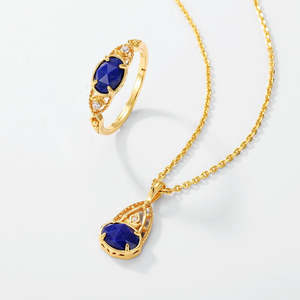 แหวนพลอยสไตล์ญี่ปุ่นสำหรับผู้หญิงสุดหรู ประดับด้วยลาพิส ลาซูลีธรรมชาติและฝังแบบหนามเตย - Product Image 4