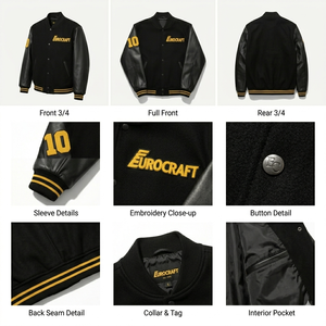 Chaqueta Varsity Impermeable de Forro Polar Térmico para Hombre al por Mayor, Chaqueta de Otoño Unisex con Botón Frontal Único y Fusión sin Costuras - Product Image 4