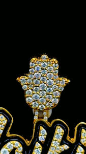 Colgante de diamantes de moissanita personalizado con esmalte negro exterior 925 plateado y dorado Hamsa Hand Bail - Product Image 5