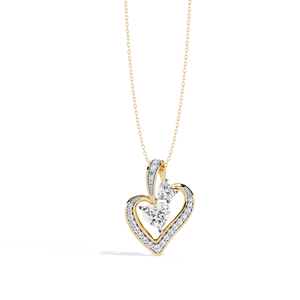 Classic 14K <b>Solid</b> <b>Gold</b> Heart IGI certified and Round Cut Set Lab Diamond Solitaire <b>Pendant</b> Necklace for Women Party Gift - Product Image 1