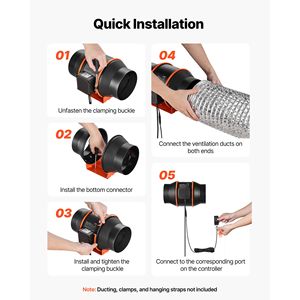 Ventilateur de gaine en ligne de 6 pouces avec 402 CFM, 3 vitesses, contrôleur de vitesse PWM 10, minuterie, ventilation et circulation, moteur EC, ventilateurs d'extraction - Product Image 6