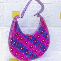 Sac à bandoulière en perles fait main pour femmes |   Sac à main de soirée à motif floral de créateur |   Pochette de soirée et de mariage colorée