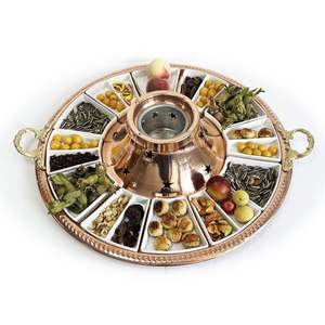 Juego de Desayuno Redondo de Cobre con Diseño Floral Audaz, Estilo Zen Asiático, Tallado a Mano, con Tetera, Quemador, Mini Platos y Hervidor de Té para Estufa - Product Image 3