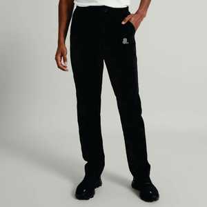 Pantalones de Hombre Negros de Corte Recto, Cintura Elástica, Transpirables, de Poliéster, Casuales, con Logotipo en la Pierna Derecha, para Otoño - Product Image 1