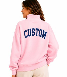 Sweat-shirt oversize en molleton imprimé à col montant en coton doux pour femme avec logo personnalisé, style streetwear, prix abordable, OEM - Product Image 3