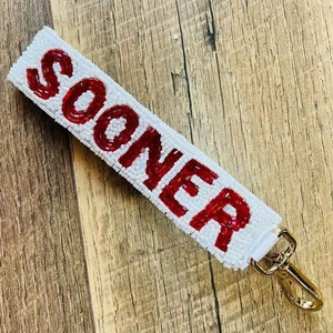 Special New Stylish <b>Adjustable</b> Keychain Sooner Custom Game Day Wristlet <b>Strap</b> Sports Fan Key Holder Handbags Backpacks Keychains - Product Image 1