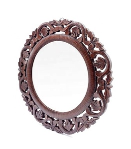 Miroir mural rond en bois moderne fait main, décoratif, pour salon, salle de bain, chambre à coucher, mariage - Product Image 3