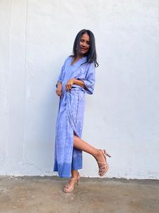 Robe de grossesse et de maternité en kaftan bleu lavande tie-dye, vêtements de détente confortables, vêtements de nuit, taille plus, tenue pour femmes - Product Image 3