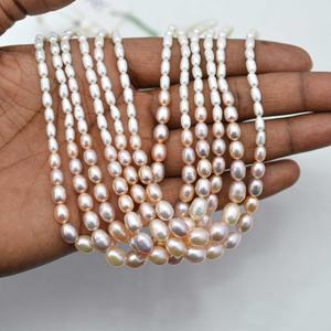 Cuentas de Perlas de Agua Dulce Naturales de 4mm 6mm 8mm, Color Blanco y Oro Rosa, Forma de Arroz, para Joyería, Collar y Pulsera de Perlas DIY, Venta al por Mayor - Product Image 5