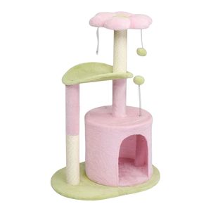 Albero per Gatti Solido da 33 Pollici, Torre Multi-Livello con Posatoio Curvo, Cuccia Accogliente e Letto Imbottito per Gattini, Tutto in un Pratico Cartone - Product Image 2