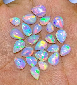 Opale de feu naturelle d'Éthiopie Welo, cabochon en forme de poire, pierre précieuse blanche, taille 3-5 carats, prix de gros - Product Image 4