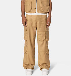 บริการ OEM กางเกงคาร์โก้ทรงคลาสสิกแบบสั่งทำพิเศษ ทรงหลวม คุณภาพสูง ติดกระดุม ทรงโอเวอร์ไซส์ สำหรับผู้ชาย - Product Image 1